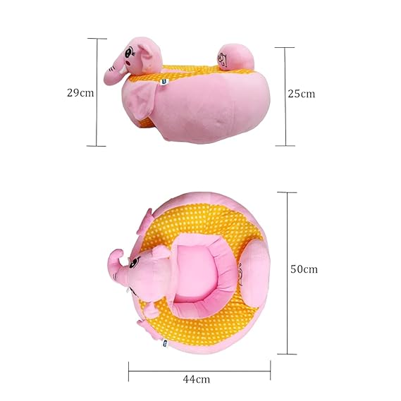 LULUMI Cotton Toddlers Training Seat Baby Safety Sofa Dining Chair/Learn to Sit Stool, 10-18 Months (Pink/Yellow) - 1 Seater