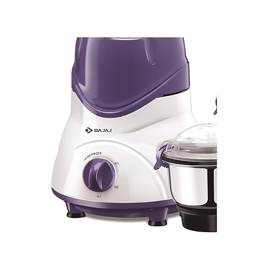 Bajaj Trio 600W Mixer Grinder with 3 Jars (White/Lavender)
