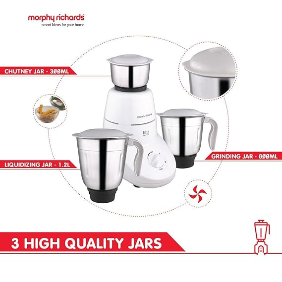 MORPHY RICHARDS ELITE ESSENTIALS MIXER GRINDER 500W WHITE