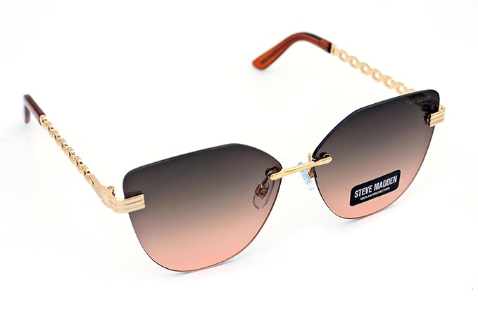 Steve Madden Women UV Protected Brown Lens Metal Cat Eye Sunglasses - 16426944576 (X17010)