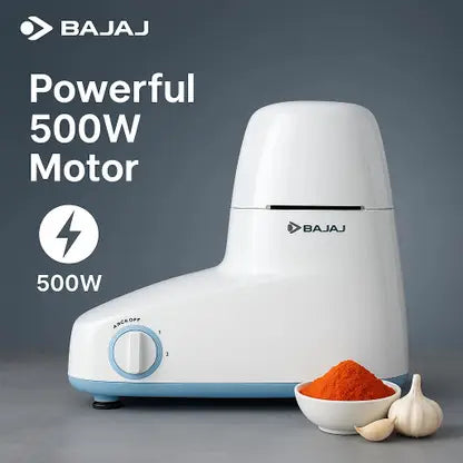 Bajaj Ion 500-Watt Mixer Grinder with 3 Jars (White/Blue)