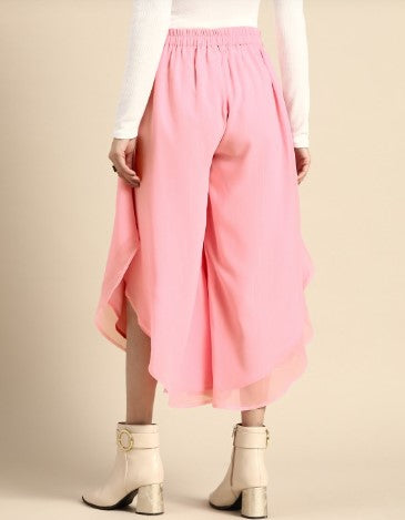 Sangria High-Low Hem Wide Leg Cropped Culottes