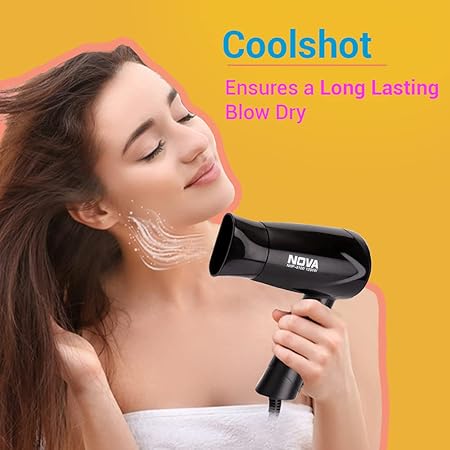 Nova NHP 8100 Silky Shine 1200 W Hot and Cold Foldable Hair Dryer (Black)
