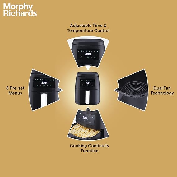 Morphy Richards Digital Air Fryer For Home|1500W With Digital Control|Dual Fan Technology
