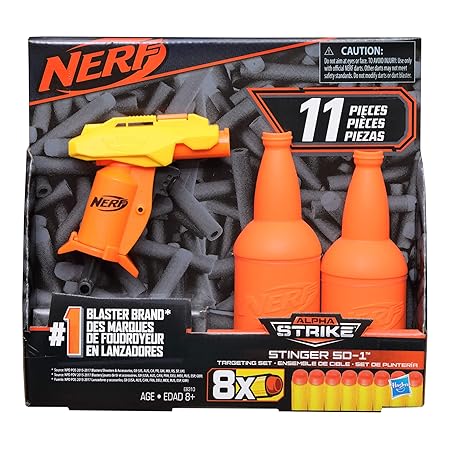 NERF STINGER SD1 TARGETING SET WITH BLASTER 2 HALF TARGETS AND 8 ELITE DARTS DARTS PLASTIC BULLETS