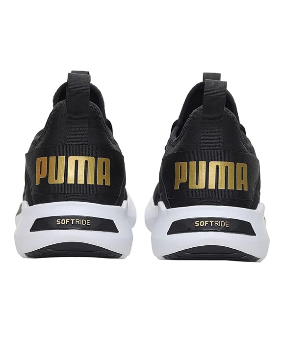 Puma Men's Soft ride Fly Black Team Gold Walking Shoe-3 Kids UK (37616406)