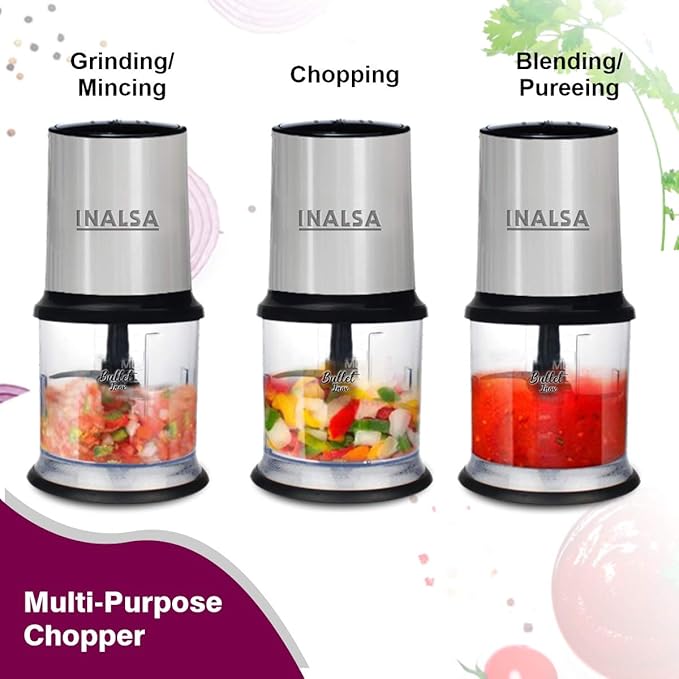 INALSA Bullet Inox Mini Electric Chopper for Kitchen.