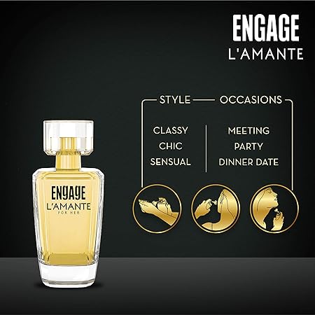 Engage L'amante Eau De Toilette for Women, Floral, Fruity and Long Lasting, Skin Friendly, 75ml (Pack of 2)