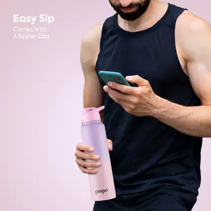 PEXPO CRAFT PRO ISI CERTIFIED STAINLESS STEEL SPORTSFRIDGE WATER BOTTLE WITH SIPPER CAP 750ML SINGLE WALL FOR HOME OFFICE GYM TRAVELLING L