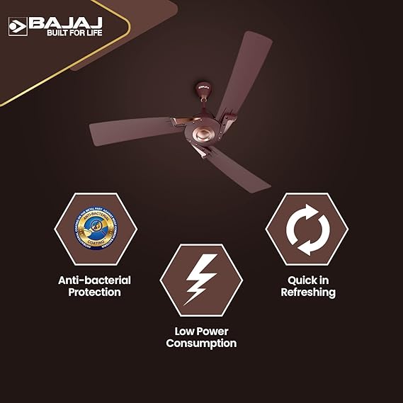 BAJAJ EURO PRIME EE 1200MM WALNUT & COPPER CEILING FAN