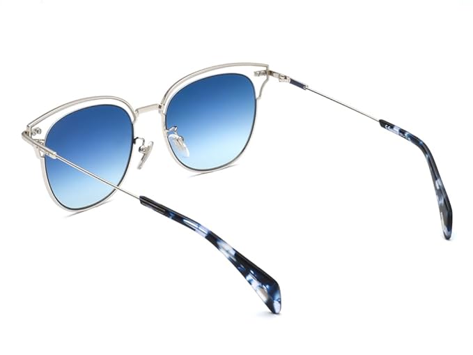 POLICE sunglasses| 100% UV protected | Gradient | Full Rim | Oval | Women | Medium | Shiny Silver-Shiny Crystal Alloy Metal Frame | Blue Gradient NYLON Lens