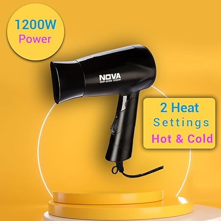 Nova NHP 8100 Silky Shine 1200 W Hot and Cold Foldable Hair Dryer (Black)