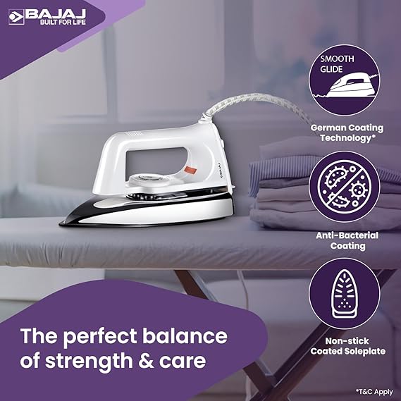 Bajaj Popular Plus 750W Dry Iron (White)