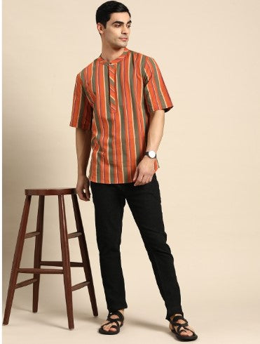 Anouk X Kaamkaaj Men Pure Cotton Striped Kurta (Size-42)