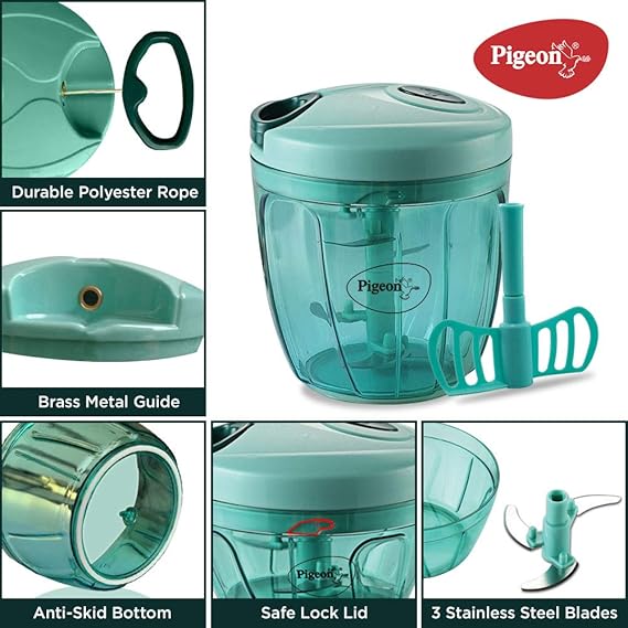 PIGEON XL HANDY AND COMPACT CHOPPER WITH 5 STAINLESS STEEL BLADES AND 1 PLASTIC WHISKER FOR EFFORTLE