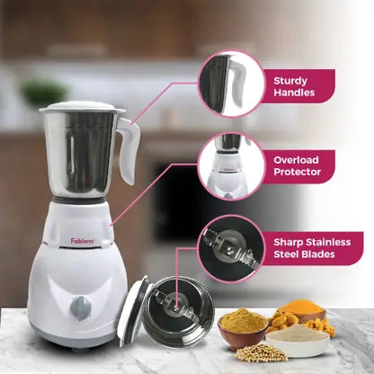 FABIANO FAB-MG-03 TULIP 500 WATTS MIXER GRINDER (3 JARS WHITE GREY)