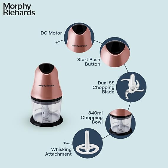 Morphy Richards 300 Watts Electric Mini Chopper, Rose Gold