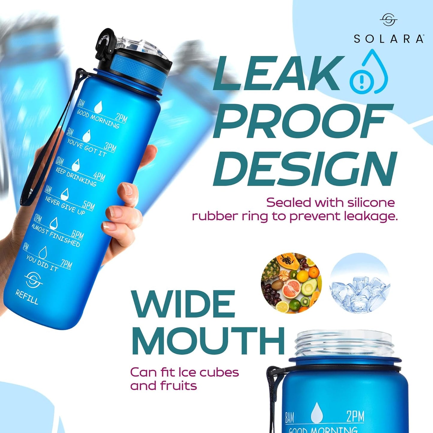 SOLARA Sipper Water Bottle for adults 1 Liter