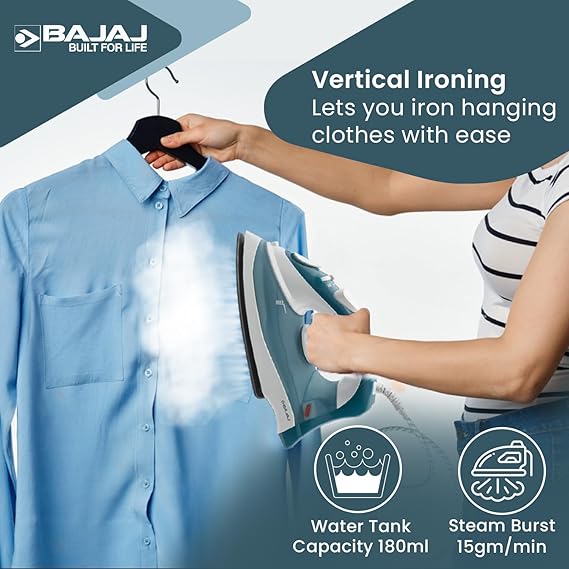 Bajaj MX 3 Neo Steam Iron | 1250 Watts Power For Faster Ironing