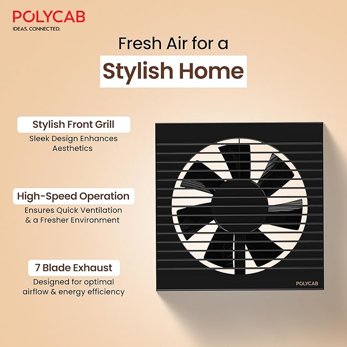 Polycab Freshener Axial 150mm Air Exhaust fan (Black)