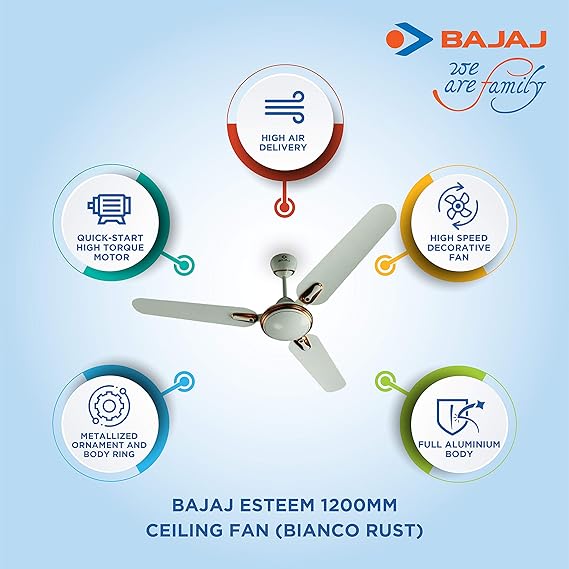 BAJAJ ESTEEM 1200 MM BIANCO RUST CF CEILING FAN
