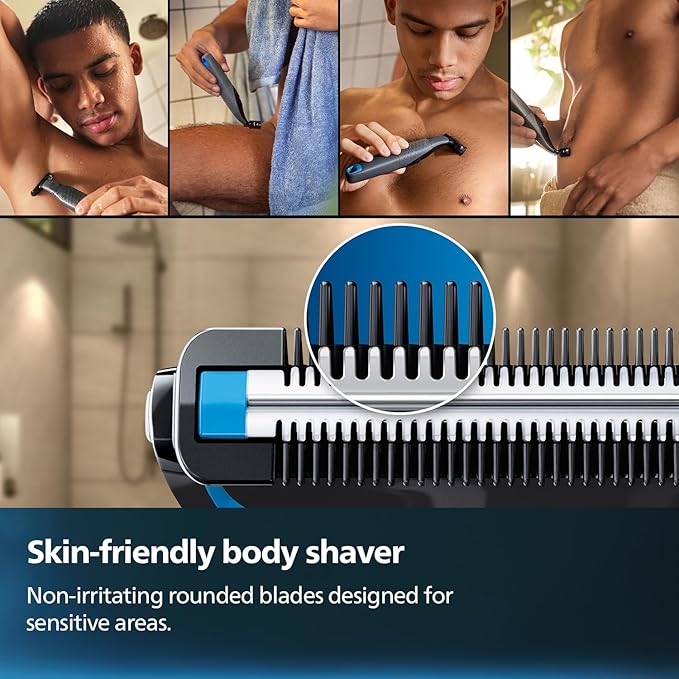 PHILIPS Bg1025/15 Showerproof Battery Powered Body Groomer Shaver For Men, Safe For All Body Areas, Including Private Parts, Black