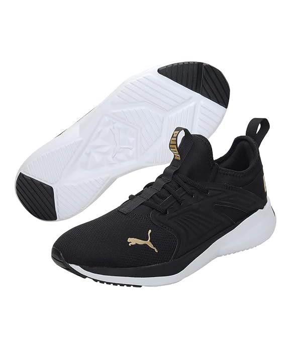 Puma Men's Soft ride Fly Black Team Gold Walking Shoe-3 Kids UK (37616406)