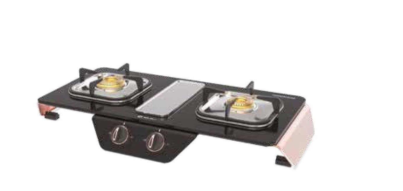 Bajaj 2 BURNER FRAMELESS GLASS COOKTOP 2BRGF8 | REMOVABLE DRIP TRAY | SS TRAY | 360° swivel nozzle |