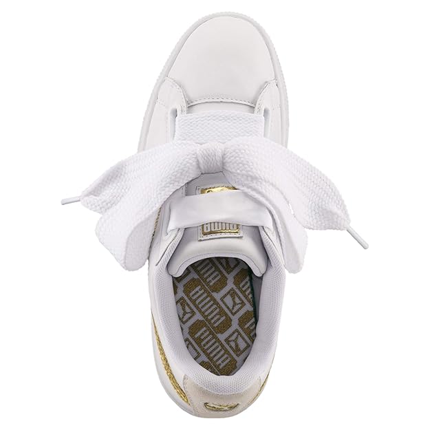 Puma Women Basket Heart Glitter Wn S Puma White-Gold Sneakers UK-8 (36407801)