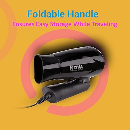 Nova NHP 8100 Silky Shine 1200 W Hot and Cold Foldable Hair Dryer (Black)