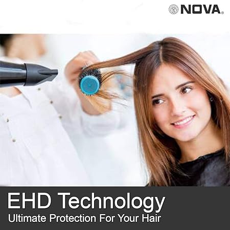 Nova NHP 8215 1800 Watts Professional Hair Dryer for Women (Black/RED)