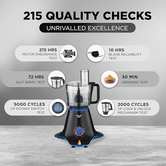 PREETHI ZION MG-227 MIXER GRINDER 750 WATT BLACK 4 JARS - MASTER CHEF FOOD PROCESSOR JAR AND FLEXI