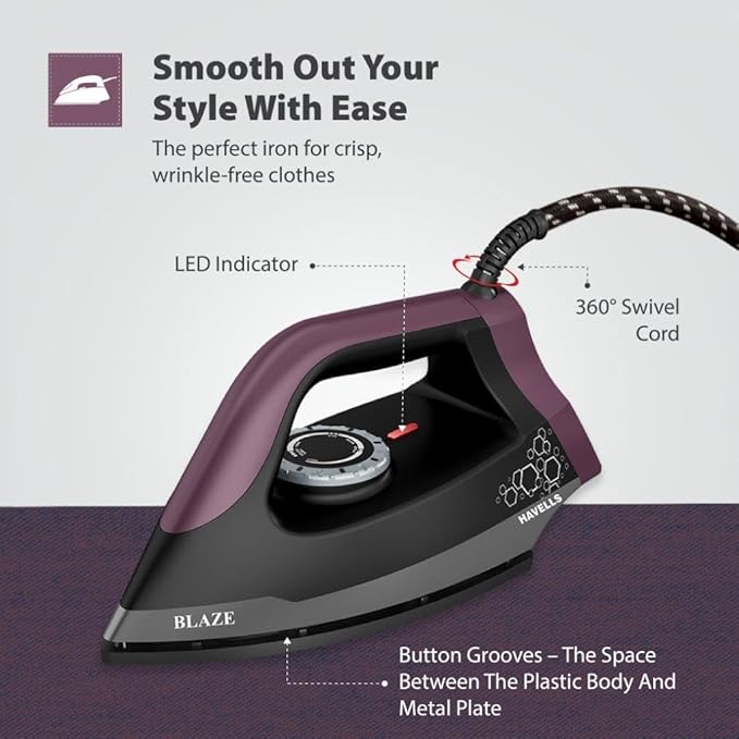 Havells Blaze Dry Iron 2 KG Heavy Weight Dry Iron