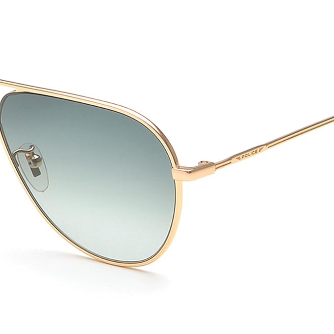 Police Eyewear | Green Gradient Lens Aviator Sunglass | Full Rim | Shiny Gold Frame With 100% U.V. Protection | Men Sunglasses | Large Size | SPL359A