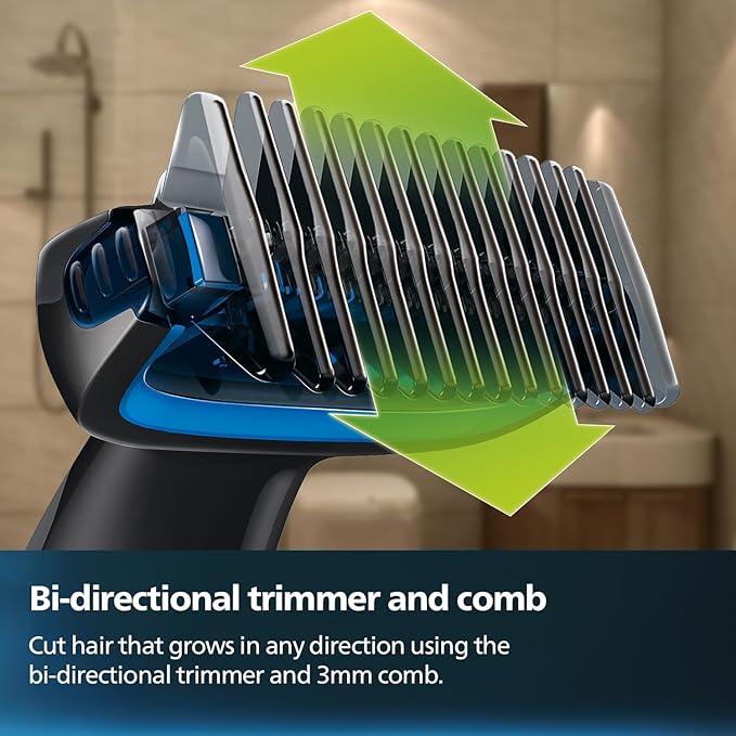 PHILIPS Bg1025/15 Showerproof Battery Powered Body Groomer Shaver For Men, Safe For All Body Areas, Including Private Parts, Black