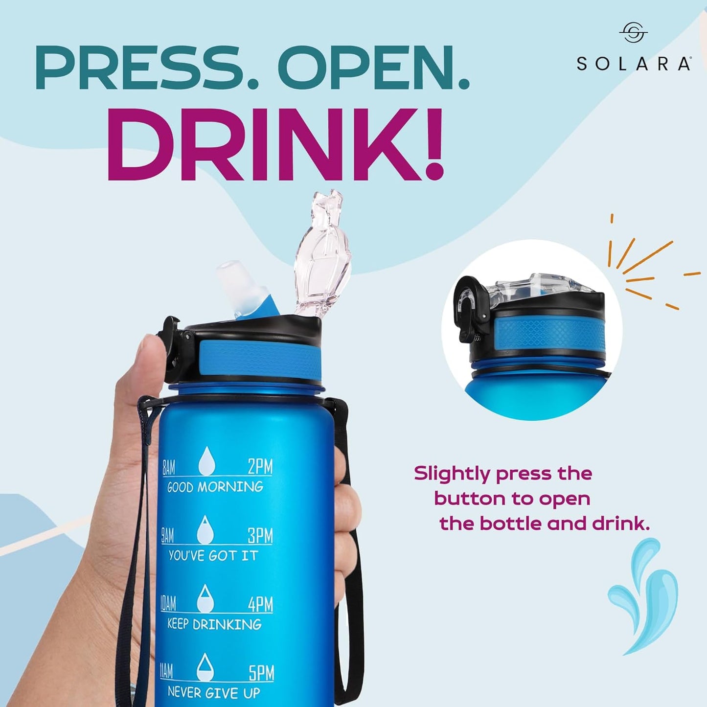 SOLARA Sipper Water Bottle for adults 1 Liter