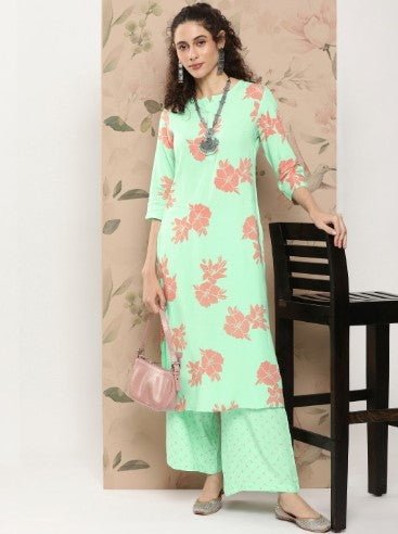 Anouk Floral Printed Regular Kurta with Printed Palazzos