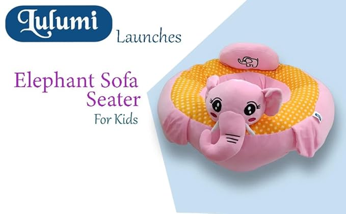 LULUMI Cotton Toddlers Training Seat Baby Safety Sofa Dining Chair/Learn to Sit Stool, 10-18 Months (Pink/Yellow) - 1 Seater