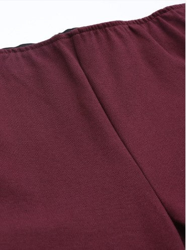 All about you Women Maroon Solid Metallic Studs Jeggings