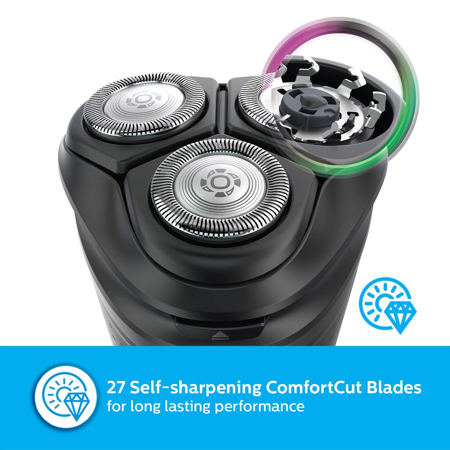 Philips Cordelss Electric Shaver S1323/45, 3D Pivot & Flex Heads, 27 Comfort Cut Blades, Fast Charge, Up to 40 Min of Shaving (Silver)