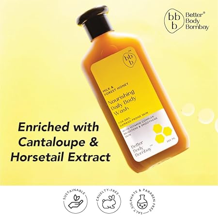 BBB Better Body Bombay Milk & Forest Honey Nourishing Daily Body Wash | For Normal to Dry Skin | Nourishes, Rejuvenates & Cleanses | For Dry & Damage Prone Skin (Pack of 2)