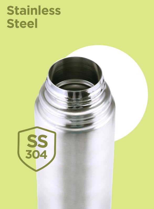 Milton Flip Lid 500 Thermosteel Water Bottle 500 ml, 24 Hr Hot and Cold I Leak Proof Lid with Jacket, ISI Certified I Vacuum Insulated I for Office, Gym, School I Silver