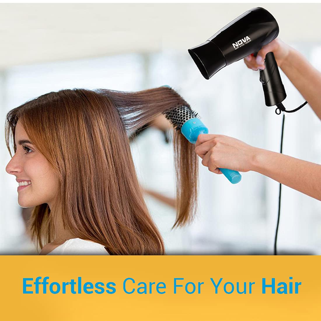Nova NHP 8100 Silky Shine 1200 W Hot and Cold Foldable Hair Dryer (Black)