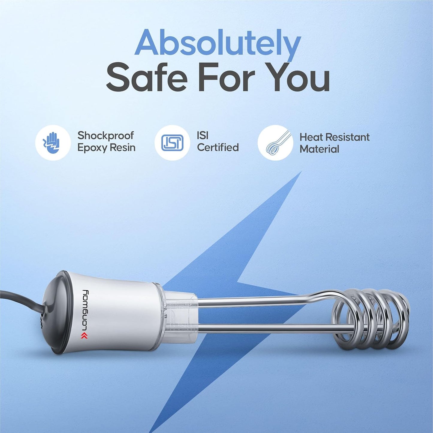 Longway LWIR01 1500 W Water Proof Immersion Heater Rod (White)