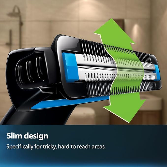PHILIPS Bg1025/15 Showerproof Battery Powered Body Groomer Shaver For Men, Safe For All Body Areas, Including Private Parts, Black