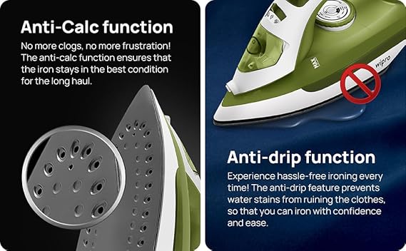 WIPRO VESTA GS202 POWERFULL 1600 WATT STEAM IRON WITH 220 ML WATER TANK SELF CLEAN FUNCTION 5