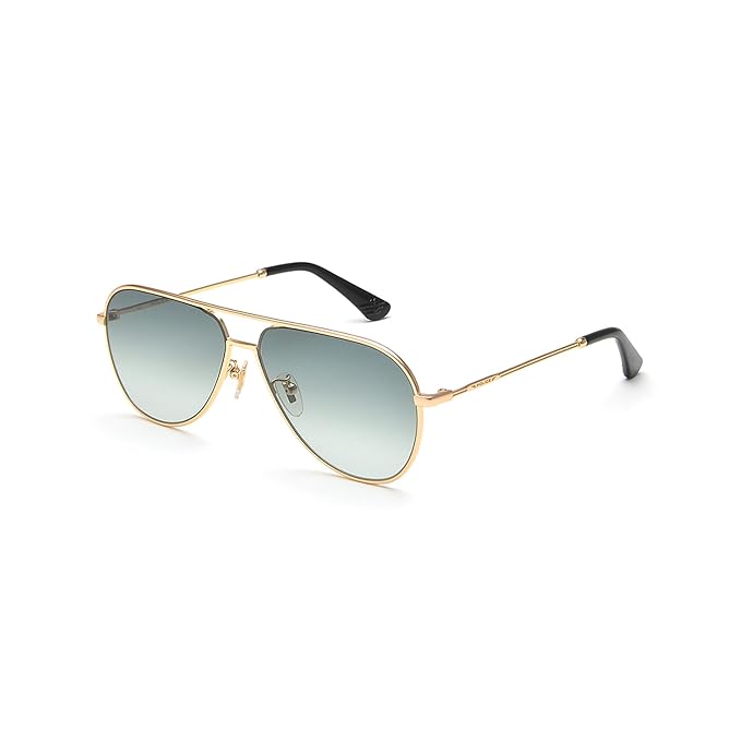 Police Eyewear | Green Gradient Lens Aviator Sunglass | Full Rim | Shiny Gold Frame With 100% U.V. Protection | Men Sunglasses | Large Size | SPL359A