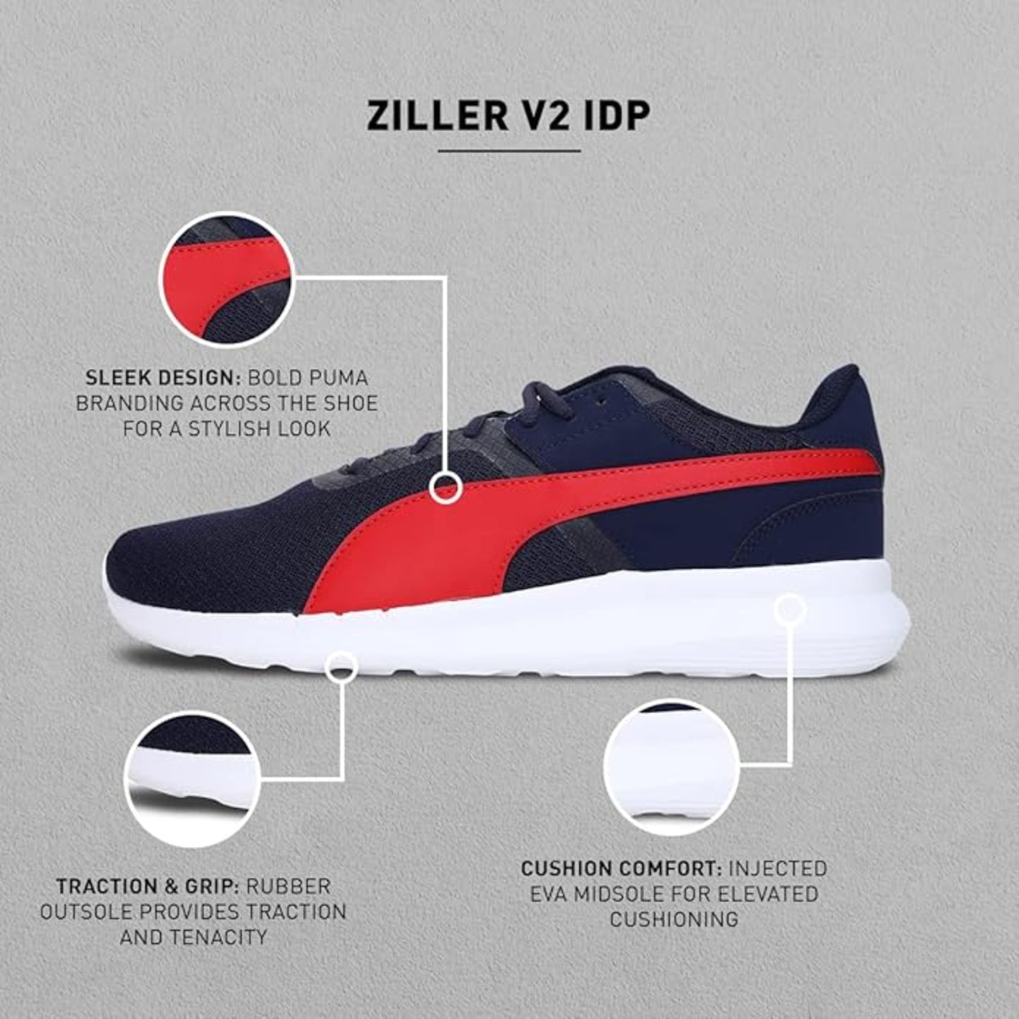 Puma men Ziller V2 Peacoat-High Risk Red Sneaker (38050304)