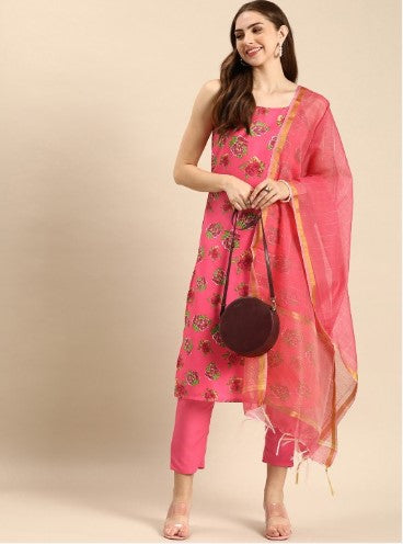 Anouk Women Floral Printed Regular Kurta With Trousers & Dupatta