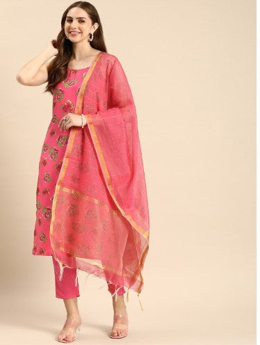 Anouk Women Floral Printed Regular Kurta With Trousers & Dupatta